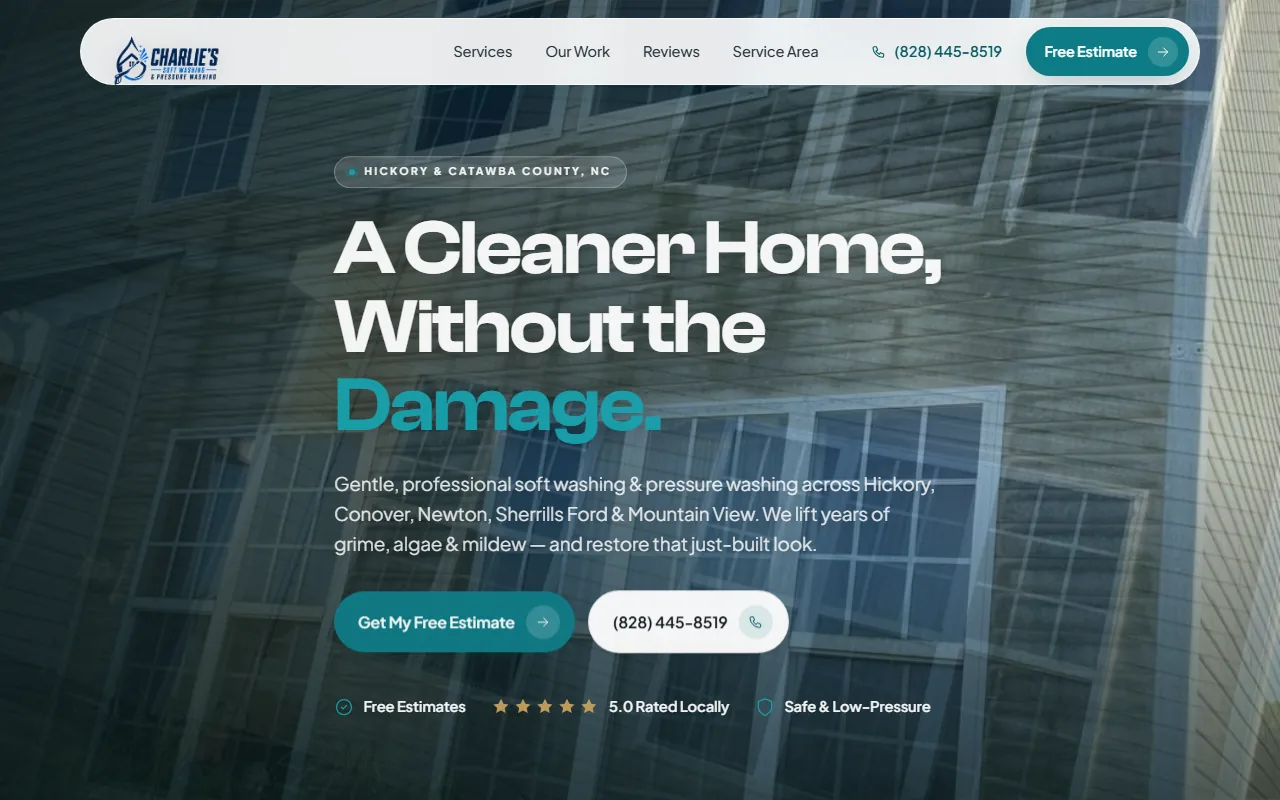 Charlie's Soft Washing website screenshot
